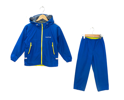 中古 Mont Bell モンベル レインウェア レイントレッカー キッズ 上下セット ブルー 140 中古販売一覧 登山 キャンプ用品中古販売キュートレック