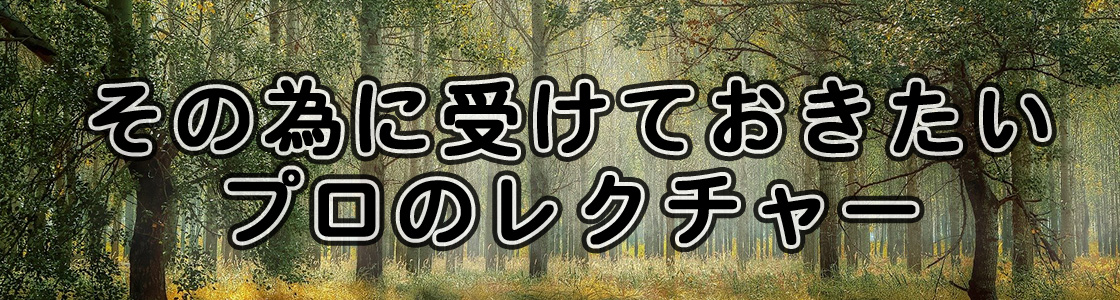 その為に受けておきたいプロのレクチャー